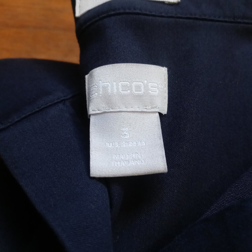 CHICO'S no iron chic stretch tunic shirt in navy (US4-6/US16) - Picture 9 of 16